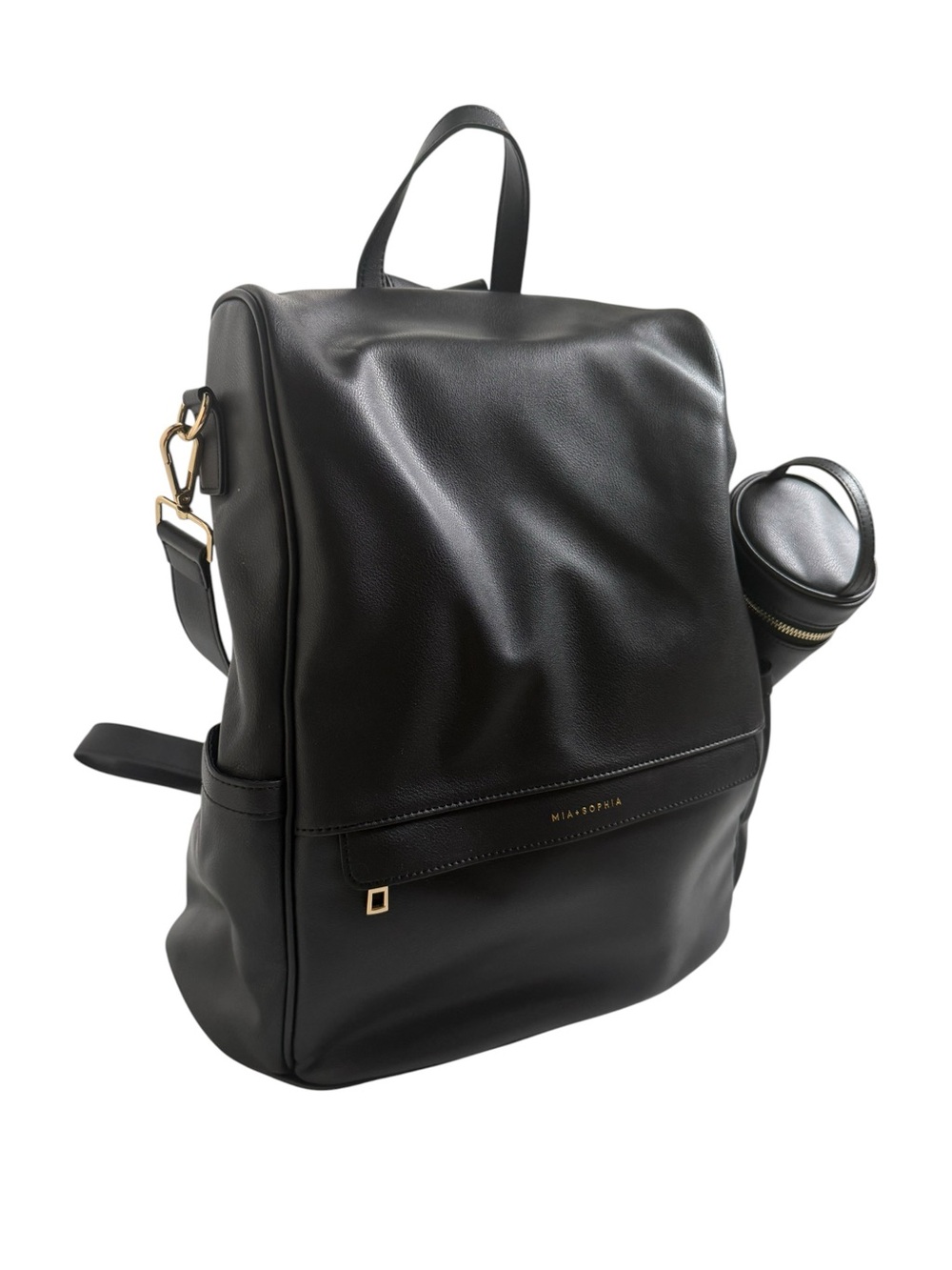 Mia + Sophia The Mia Vegan Leather Black Diaper Bag - Picture 2 of 7
